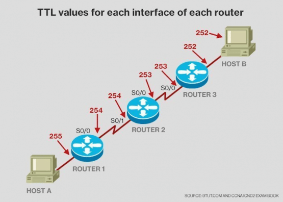 TTL values help to determine how long a packet has been in circulation and how long it will continue to move through the network - Source: 9tut.com